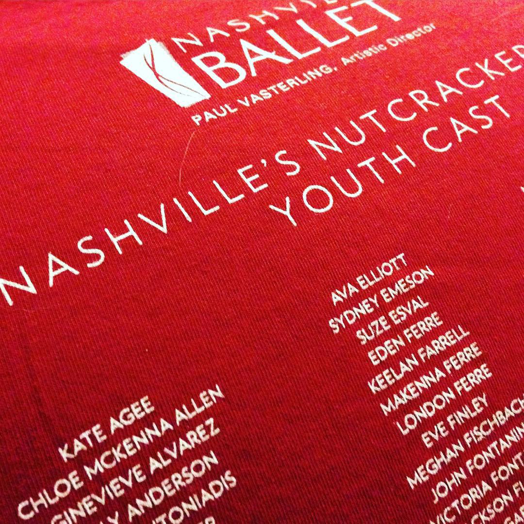 Always love seeing Kate's name on these Nashville's Nutcracker Youth Cast t-shirts from Nasville Ballet. Opening show is on Saturday!! #family #ballet