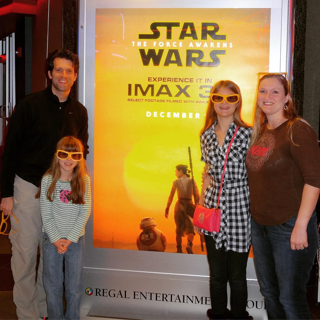 Seeing The Force Awakens again on this last day of 2015 with my favorite people. #starwars #family