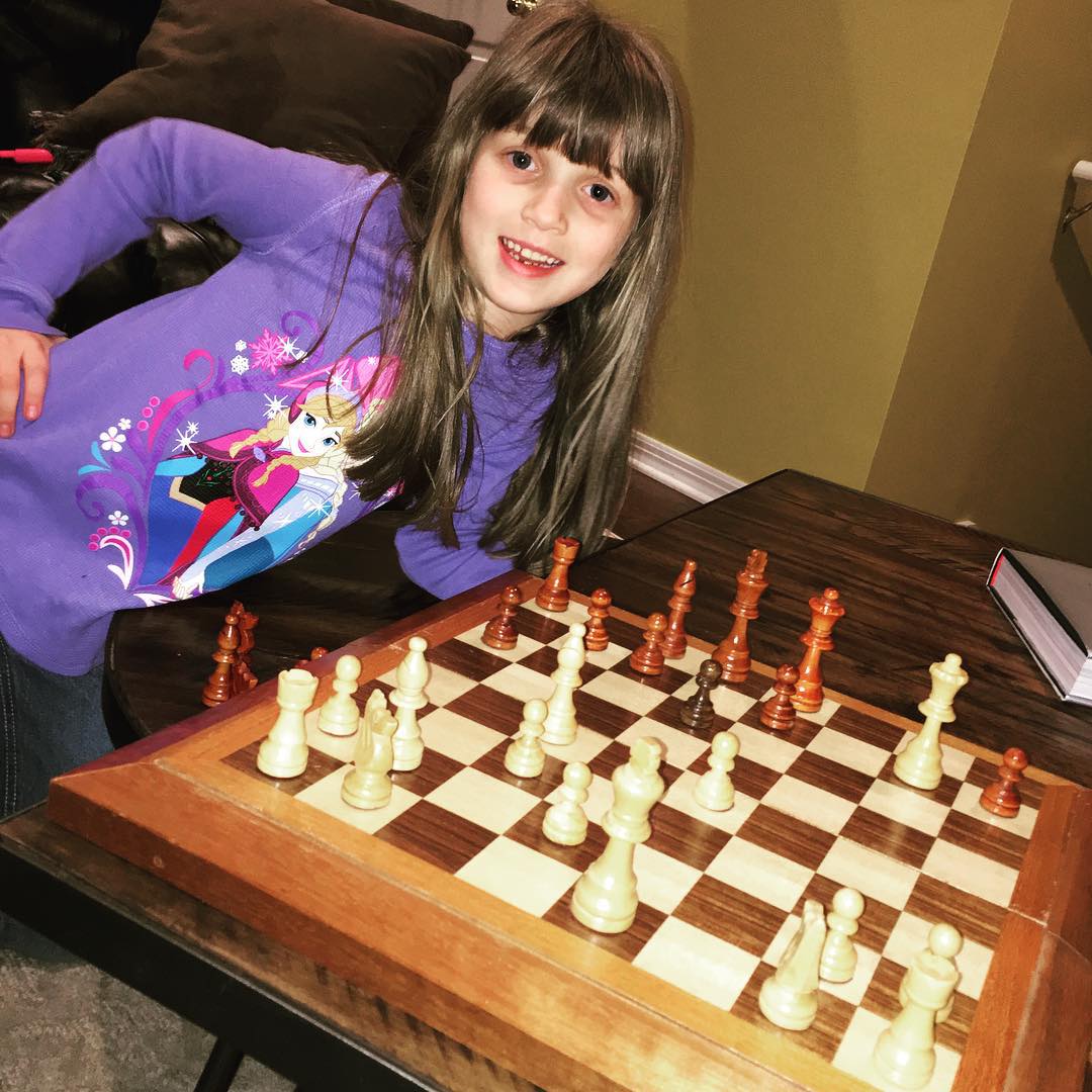 Playing chess with this cutie while listening to some #vinyl records. #family