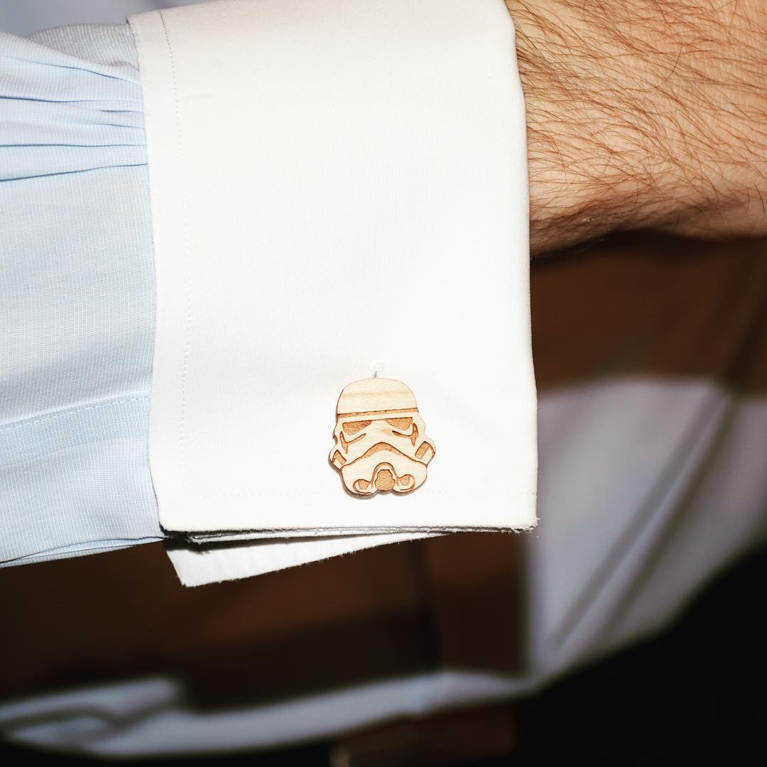 My wife gave me that's awesome Stormtrooper cuff links for Valentine's Day, which is fabulous gift for a #StarWars geek who also likes to dress up. #fashion