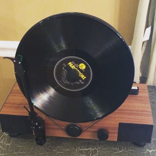 Testing out our new "Floating Record" vertical turntable that arrived while we were gone on vacation. For our first play, Sara selected Sgt. Peppers from #TheBeatles #vinyl #music