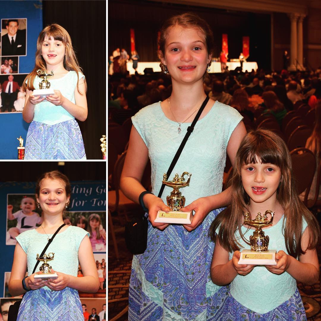 Kate and Sara were both recognized as being in the top 10 scores for Bible Bowl individual test in their age groups at last night's Lads to Leaders Convention awards ceremony. #faith #family