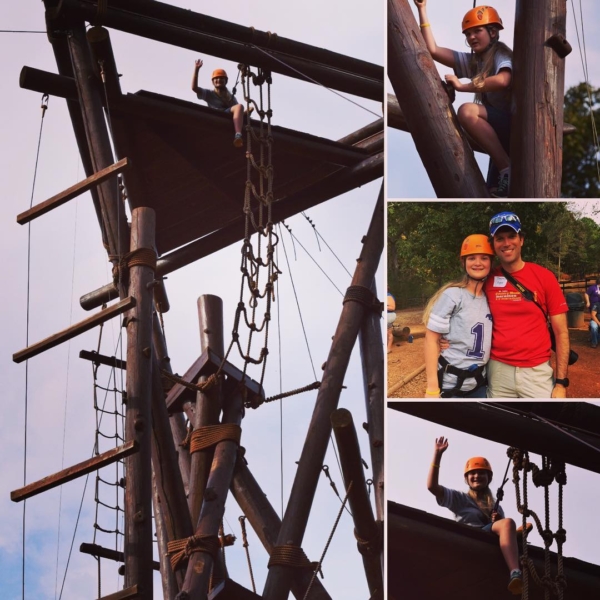 Super proud of Kate for overcoming her fears and climbing all the way to the top of the Alpine Tower by herself at Camp Cosby. #family #travel