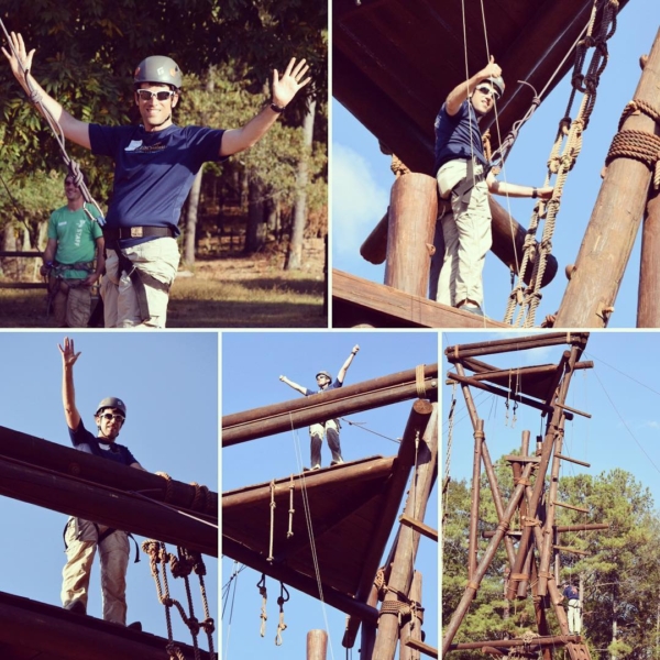 Daddy's turn to climb to the top of Alpine Tower at Camp Cosby. #family #travel