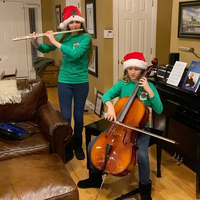 Tonight the girls gave us a little impromptu Christmas concert at our family gathering. #family #music #flute #cello @patrickagee @patsyglunt @oliviaagee