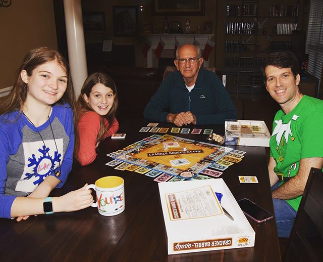 Cracker Barrel-opoly with Papa on Christmas Eve. #family