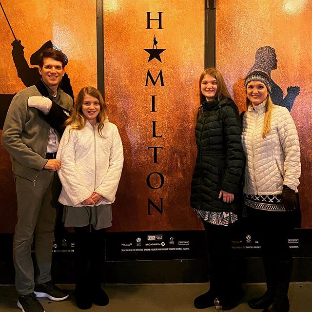 It took a lot of doing, but I was determined to accompany the family to see @hamiltonmusical tonight. This was Kate’s present from Santa. #family #hamilton