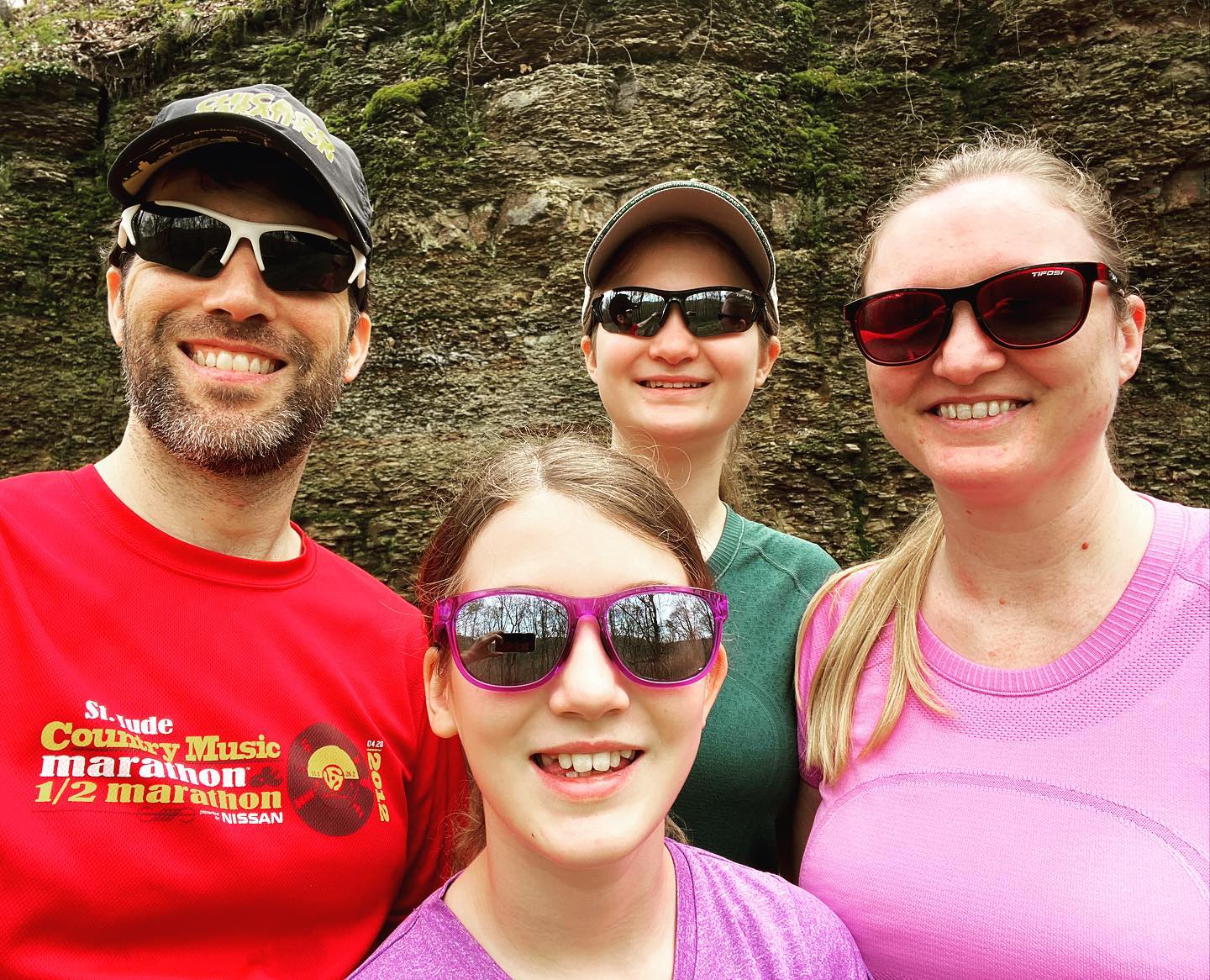 Got the family out of the house for a nice walk in Percy Warner. I love the shale rock cliffs on Shell Road (not a typo). #family