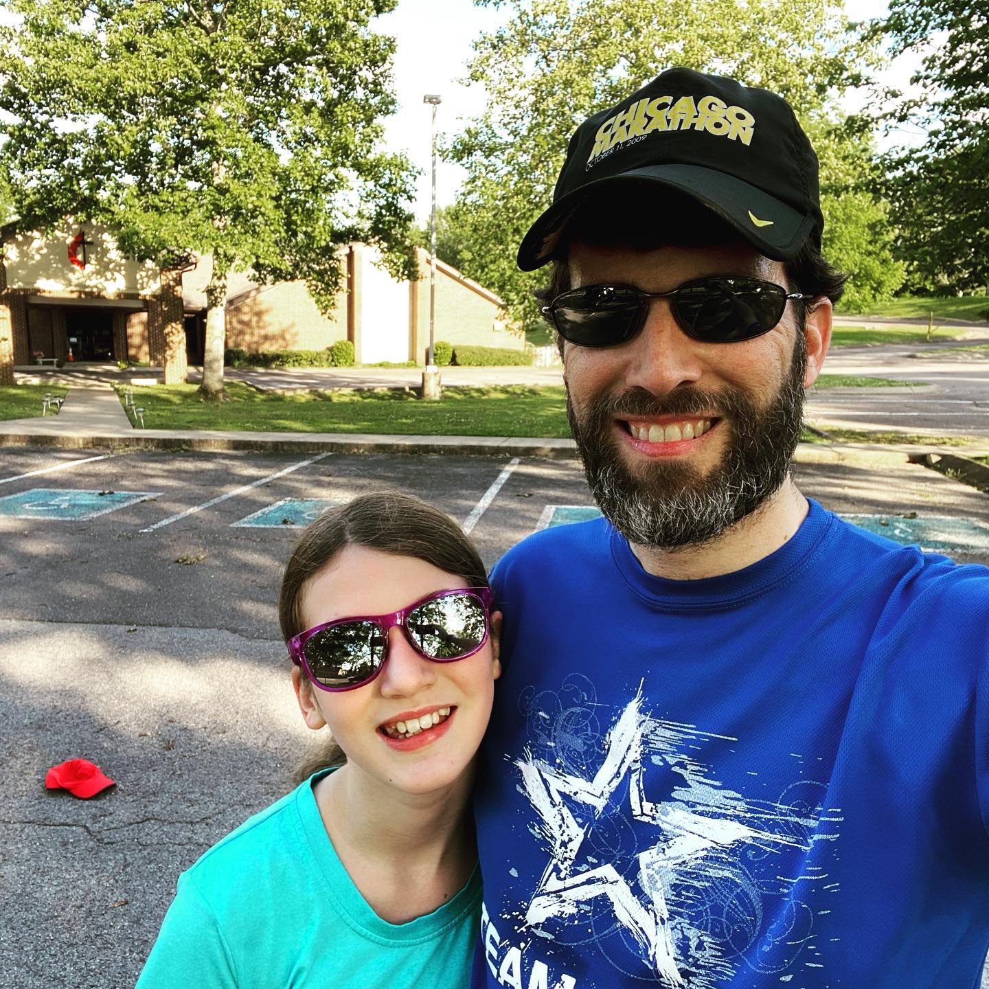 Sara taught me another new workout this afternoon that we did together. We setup a 15’ x 15’ square in a parking lot. We then started by running one fast lap around the square and then did 1 push-up and 1 squat inside the square. Next we did 2 laps with 2 push-ups and 2 squats and continued that pattern for 12 minutes. Sara finished 8 sets (36 pushups and squats) and I finished 9 sets (45 push-ups and squats). We finished everything off with a 1.25 mile run. #family #workout #running