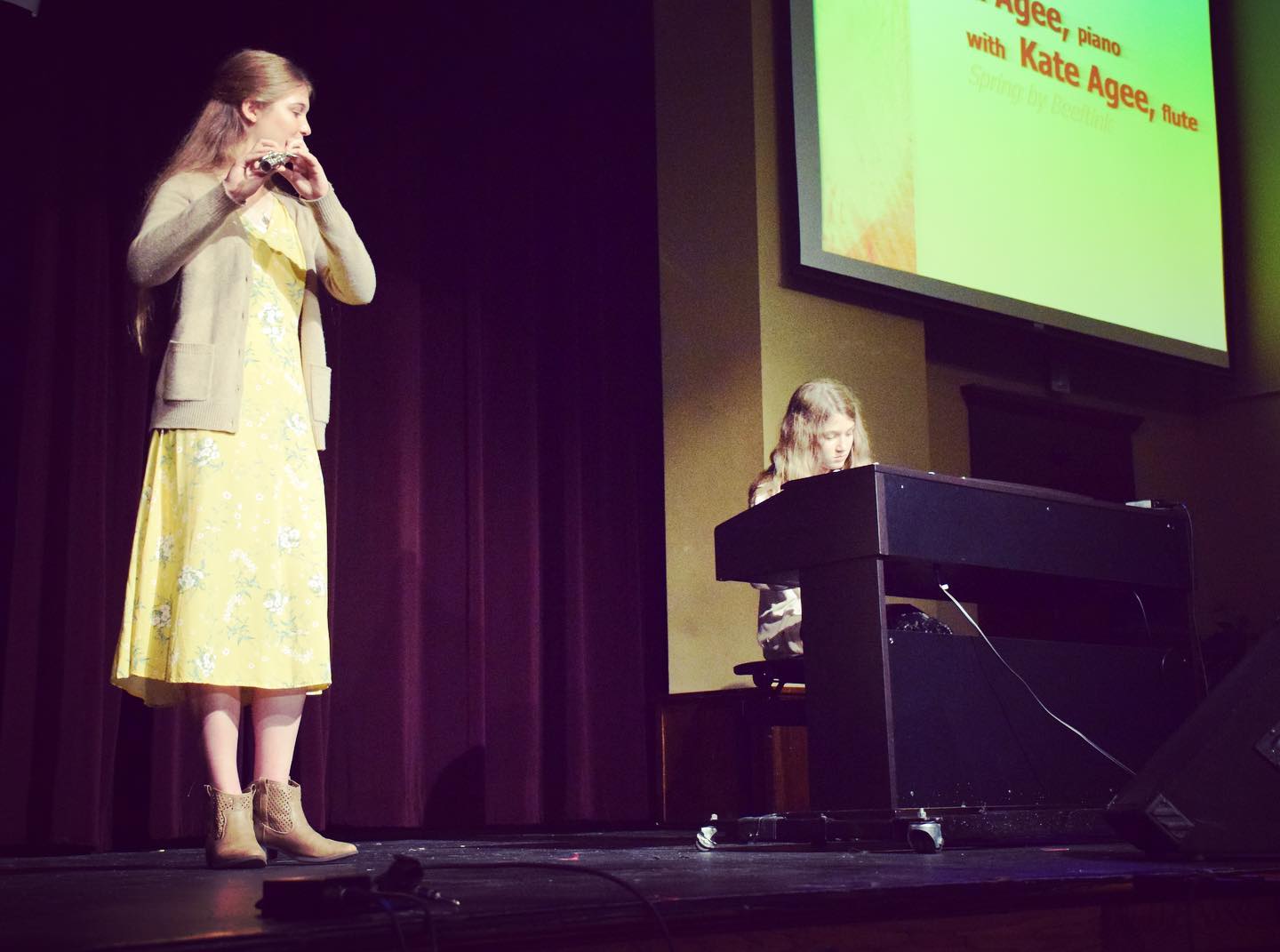 Last night at the @lipscombacademy Middle-School Talent show, we got to see Sara in three different numbers, including a wonderful piano performance of “Spring” by Herman Beeftink while accompanied by @kateagee on flute. So proud of my talented girls. #family #music